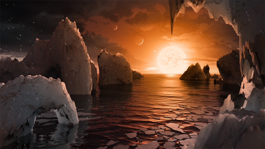 Այսպիսի տեսարան, ՆԱՍԱ-ի կարծիքով, կարող է լինել TRAPPIST-1 համակարգի մոլորակներից մեկի վրա: