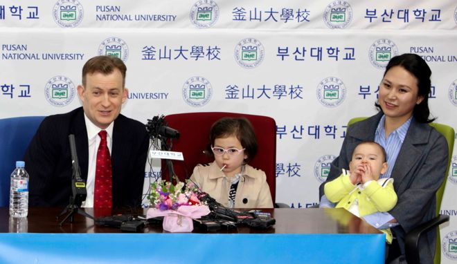 The Kelly family at the news conference A photo of Pusan University