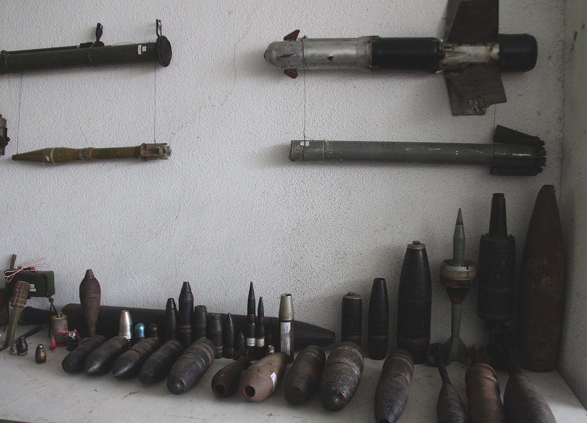 Ordnance removed from the ground by the Halo Trust officers from the 2008 war zone. Photo: David Pipia, JAMnews, Gori, Georgia. Mine clearance, the August war in Georgia