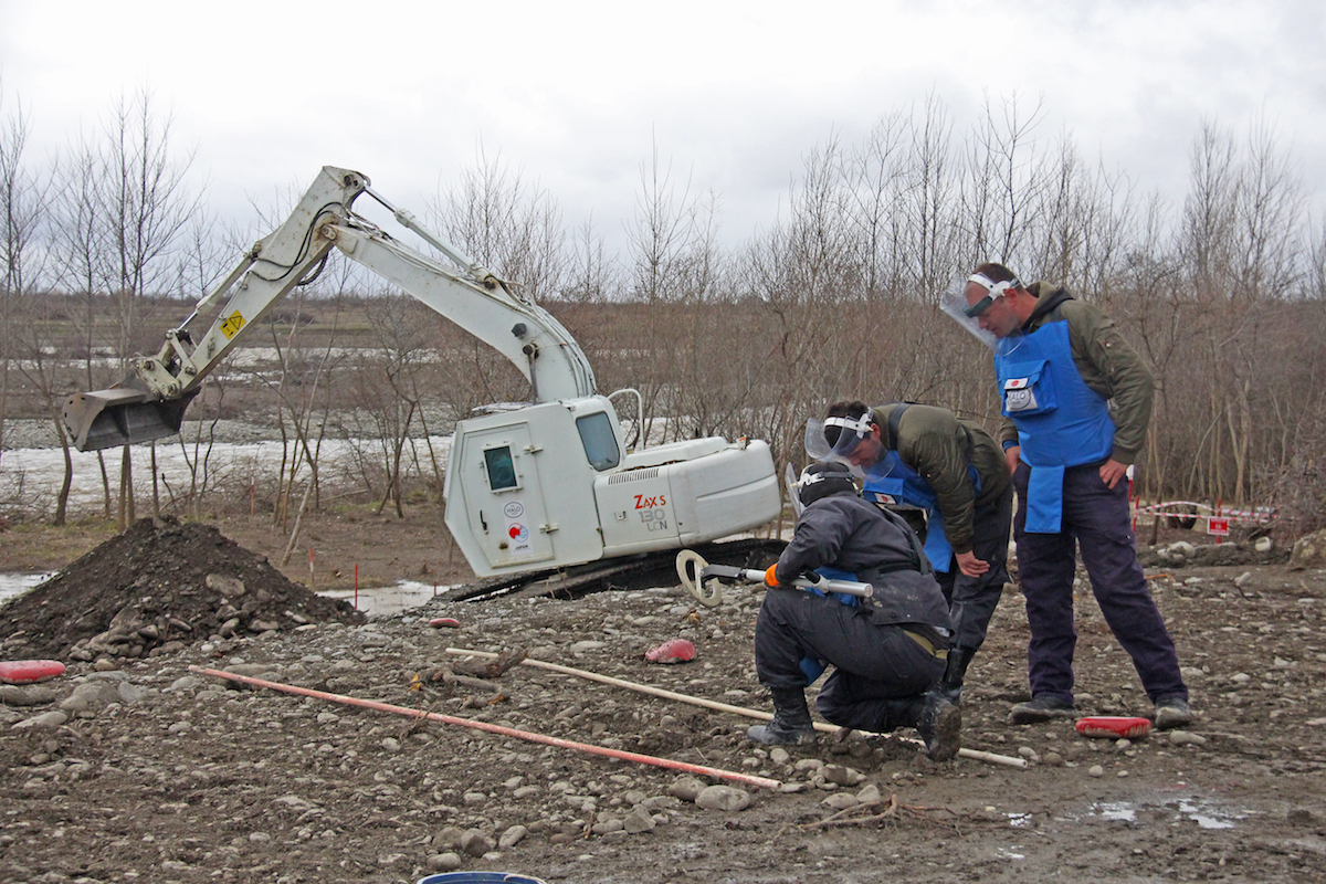 The Halo Trust officers are conducting mine clearance operations in the 2008 conflict zone. Photo: David Pipia, JAMnews, Dzevera, Georgia. Mine clearance, the August war in Georgia