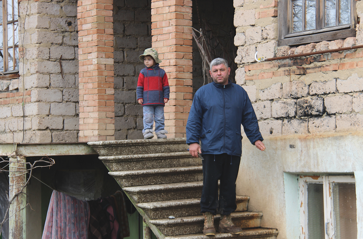 Kartlos Surameli narrowly escaped death during the bomb attack. A total of 160 fragments of cluster munitions were found on his land. Photo: David Pipia, JAMnews, Brotsleti, Georgia. Mine clearance, the August war in Georgia