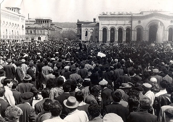  Crowded rally on Lenin Square in Yerevan, 1965 