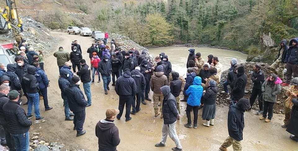 Population protest against the construction of the Namakhvan hydroelectric power station in Georgia