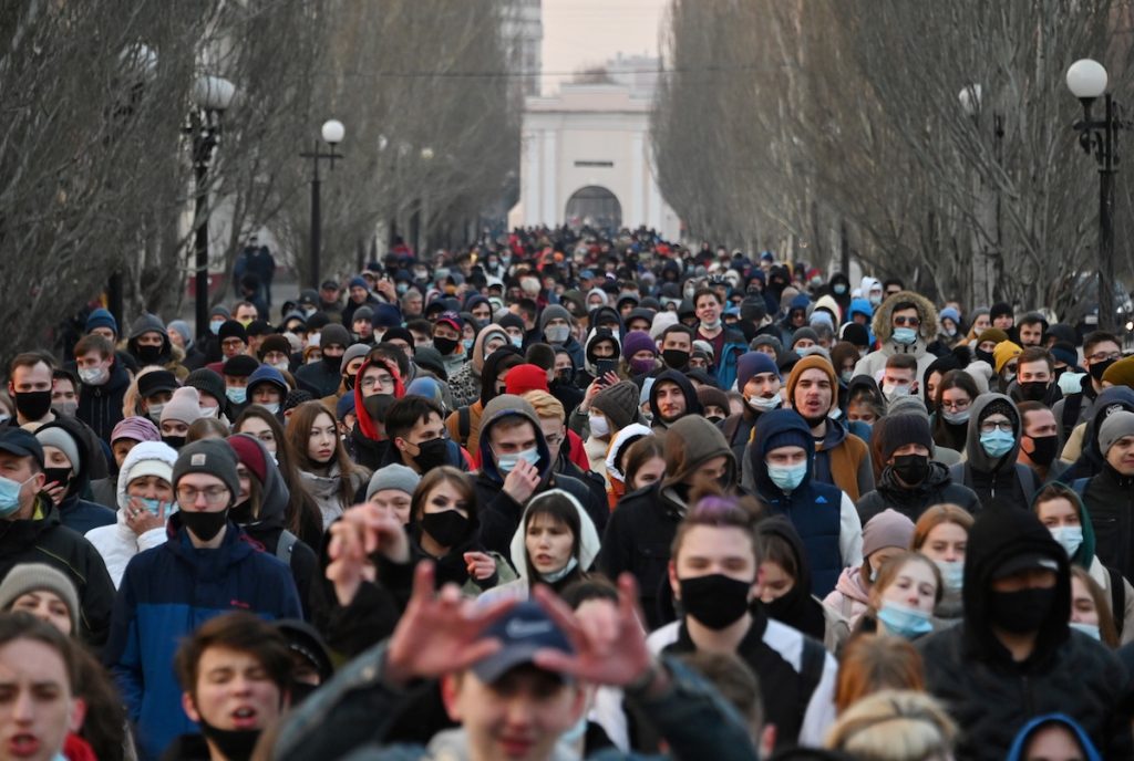 Action in support of Alexei Navalny in Omsk, April 21, 2021. REUTERS / Shamil Zhumatov