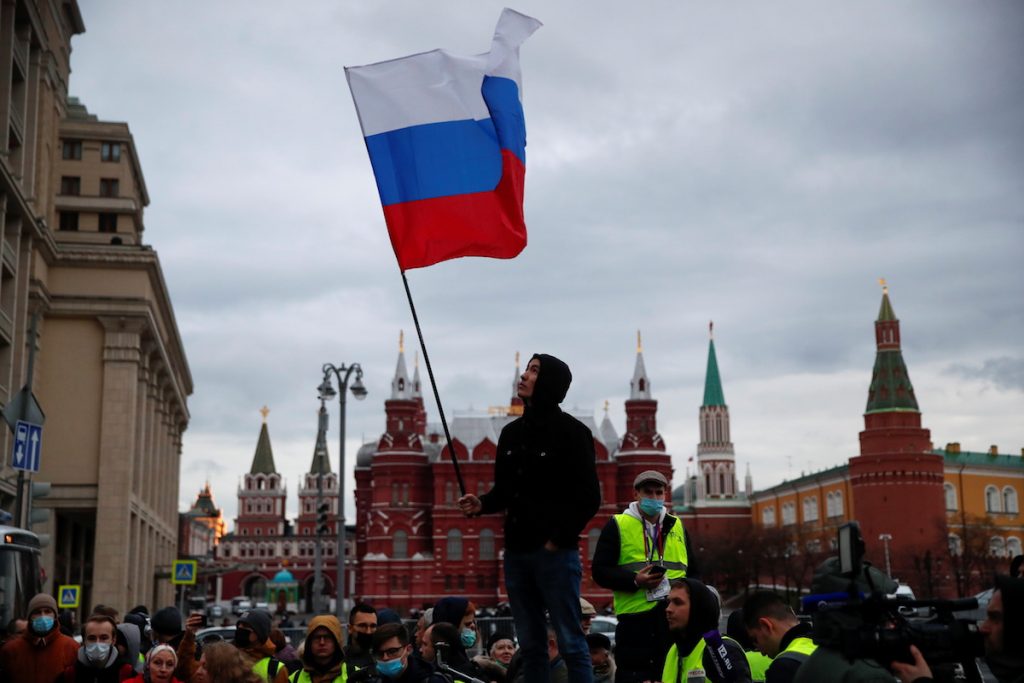 Акция в поддержку Алексея Навального в Москве, 21 апреля, 2021. REUTERS/Shamil Zhumatov