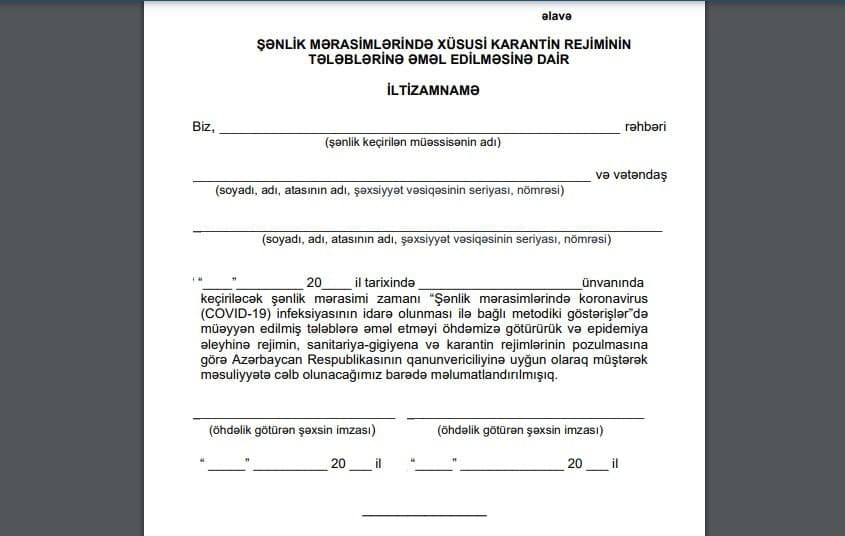 Azerbaijan allowed holding weddings 