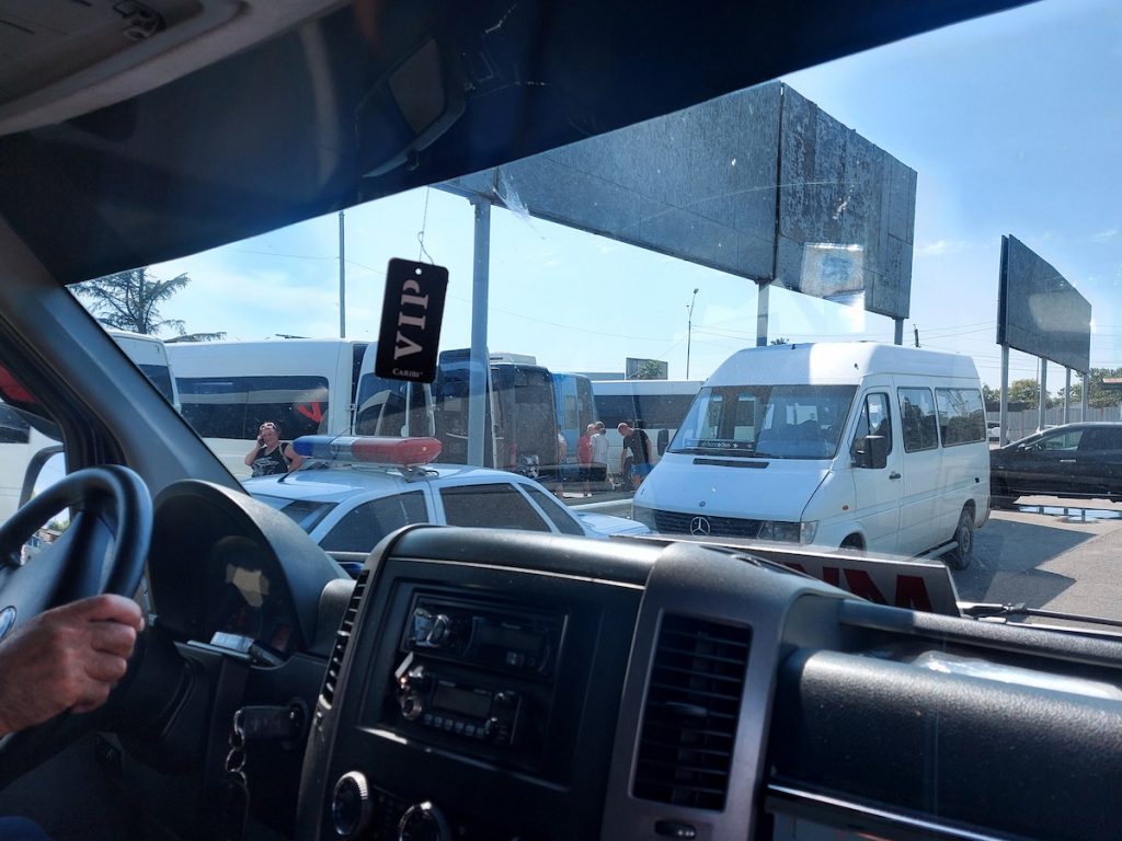 Old mini-buses, transport in Abkhazia 