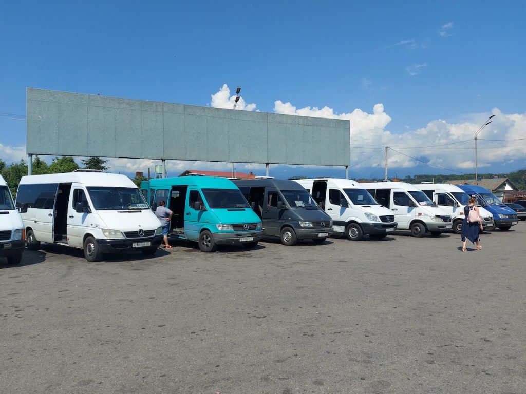 Old mini-buses, transport in Abkhazia 