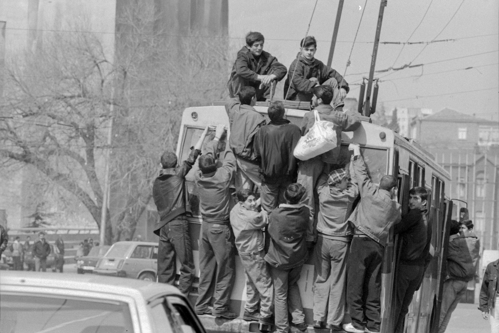 Transport in Tbilisi, 1993. Photo: Givi Kikvadze, National Archives of Georgia