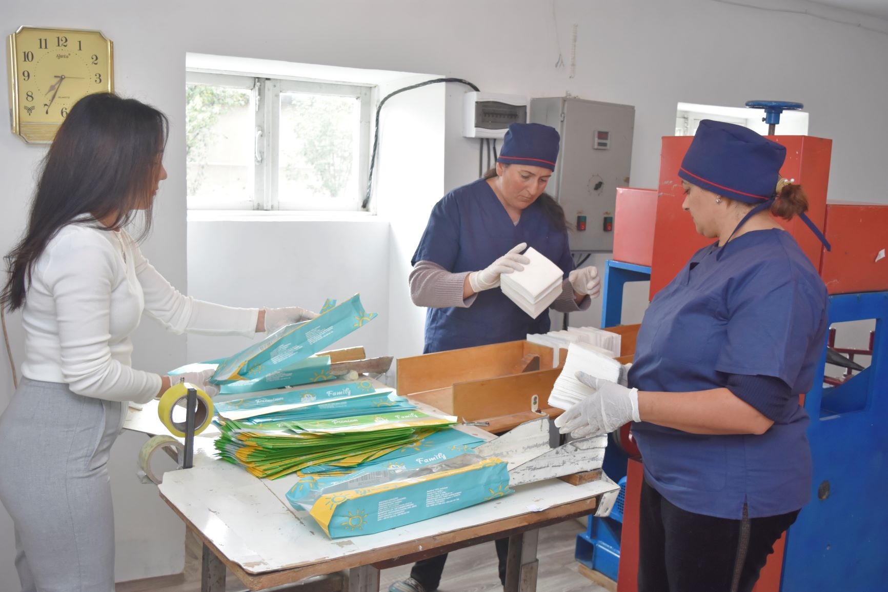 Biodegradable napkin workshop in Ninotsminda.
