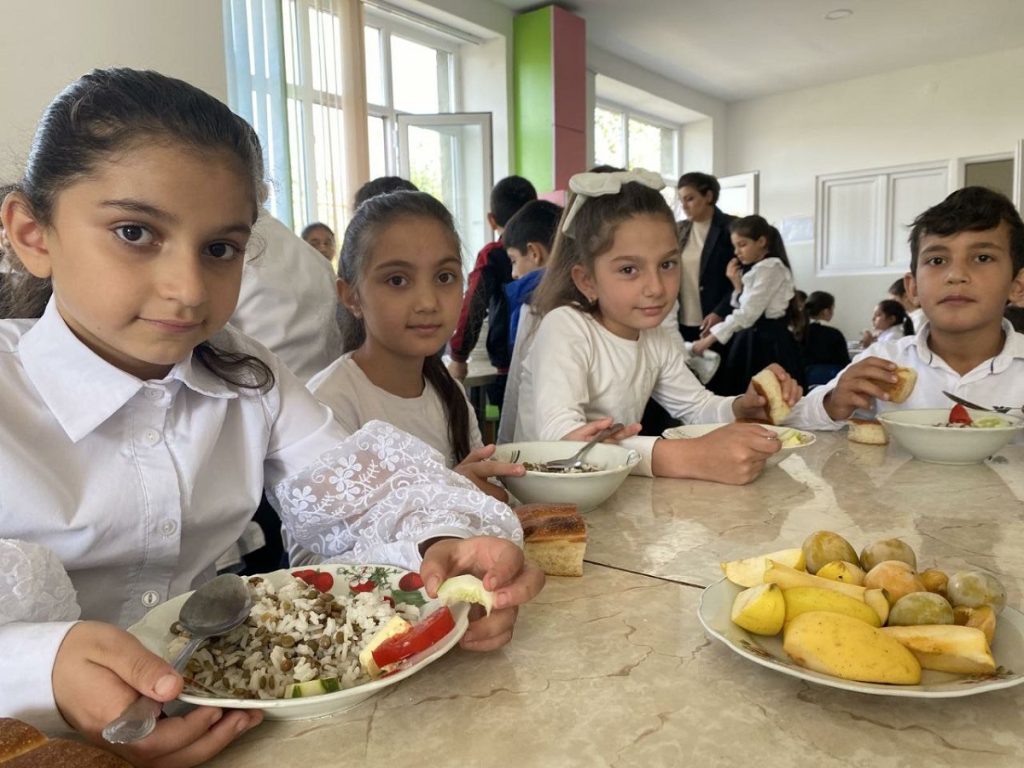 In the dining room of the Amberd school