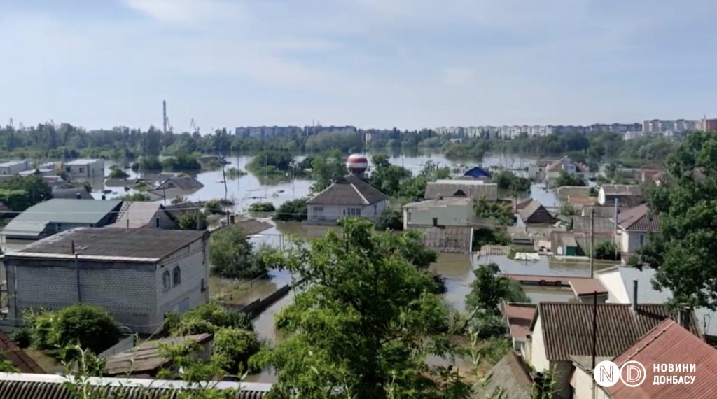 Խերսոնի շրջանի Կախովա հիդրոէլեկտրակայանի ոչնչացման հետևանքները. Լուսանկարը՝ Donbas News