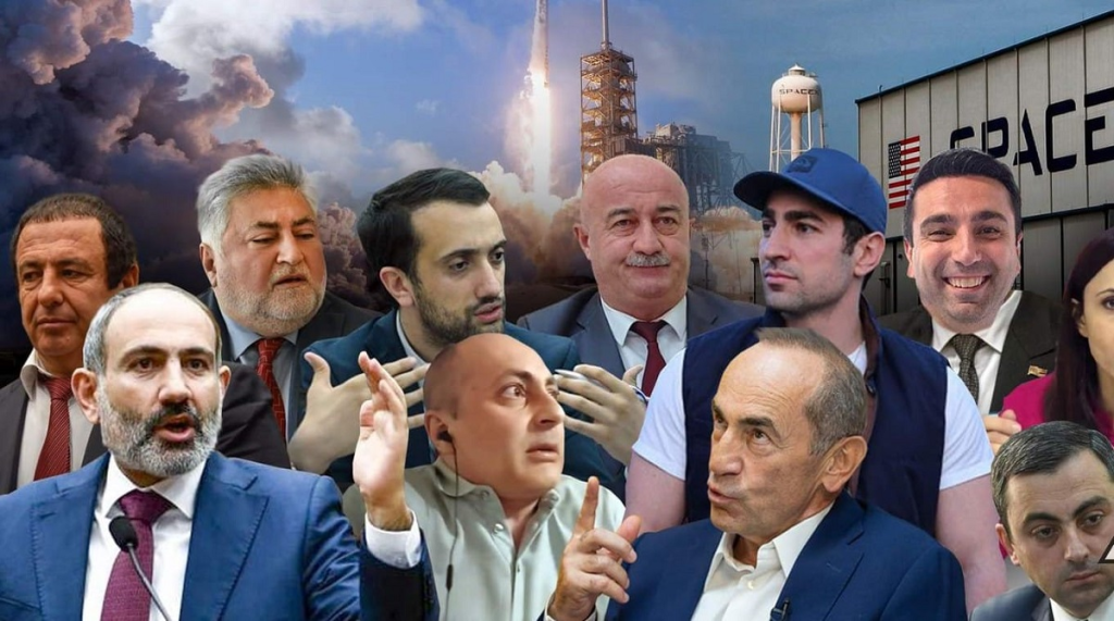 Photo from Vardan Ghukasyan's Facebook page. He is in the center, surrounded by politicians and famous people in Armenia