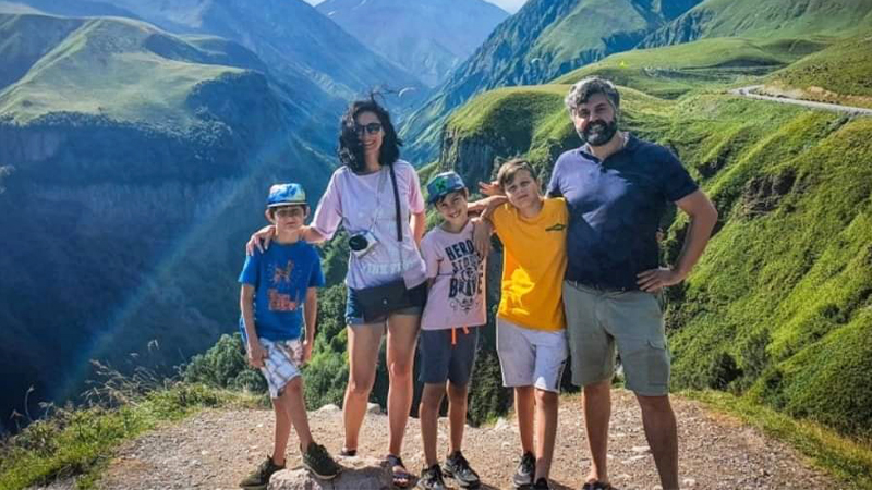 Zaza Meskhi, his wife Alina Polikovskaya and their three children were in the mountain resort of Shovi in Georgia when a huge landslide came down there on August 3. Alina's body is found, the rest of the members are currently considered missing