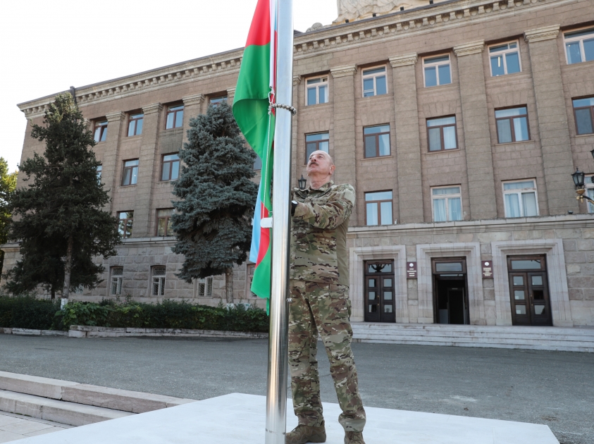 Azerbaijani flag in Khankendi