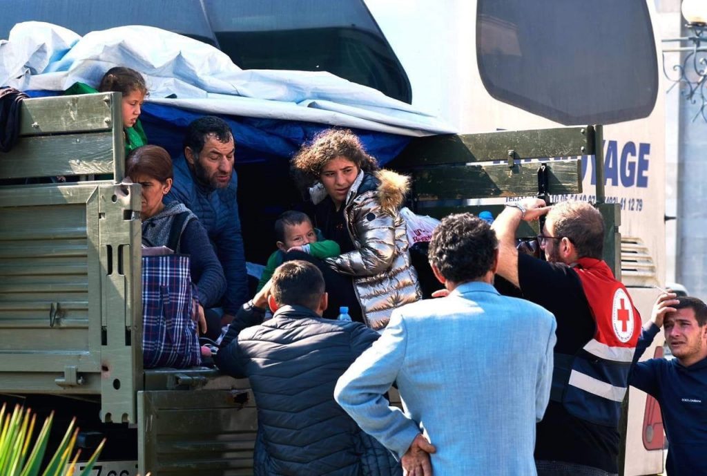 Karabakh Armenians who arrived in Armenia in a truck