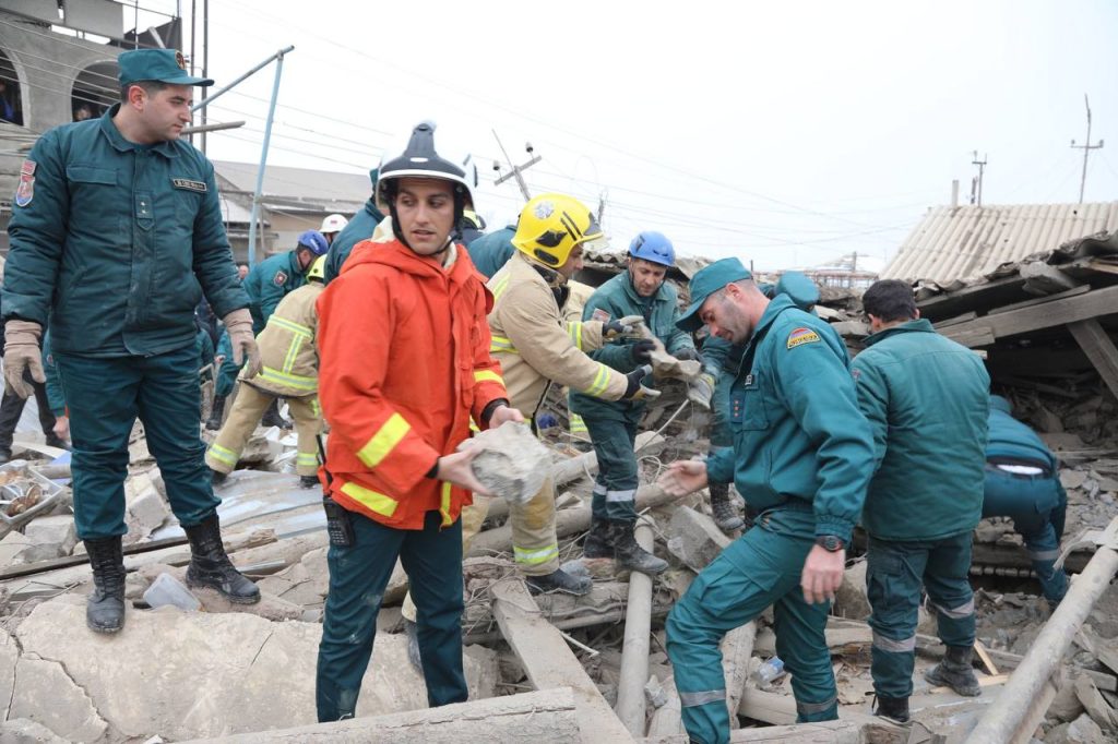 Search and rescue operations at the site of the explosion Yerevan 05.02.2024
