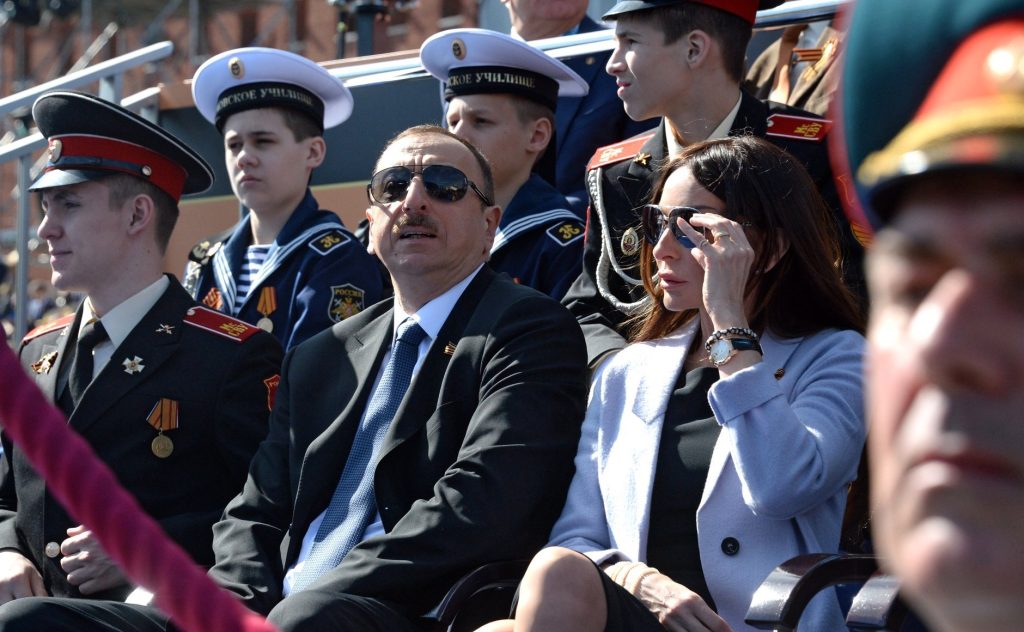 Ilham Aliyev and First Lady Mehriban Aliyeva in Moscow during a military parade. Photo Kremlin.ru
