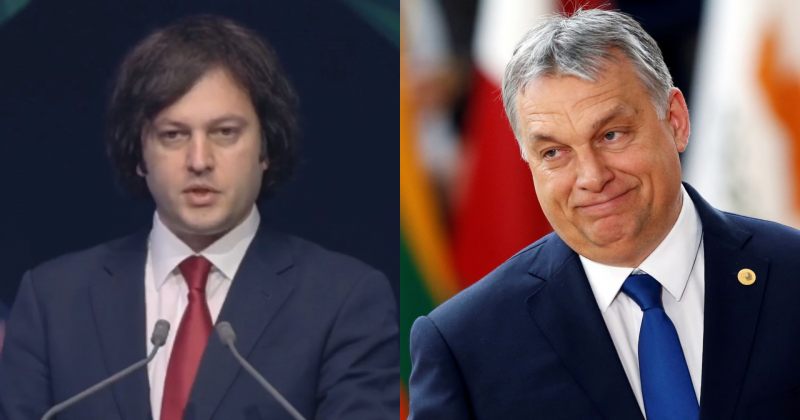 Премьер-министры Грузии (слева) и Венгрии Иракли Кобахидзе и Виктор Орбан. Власти Грузии и Венгрии вместе против Запада