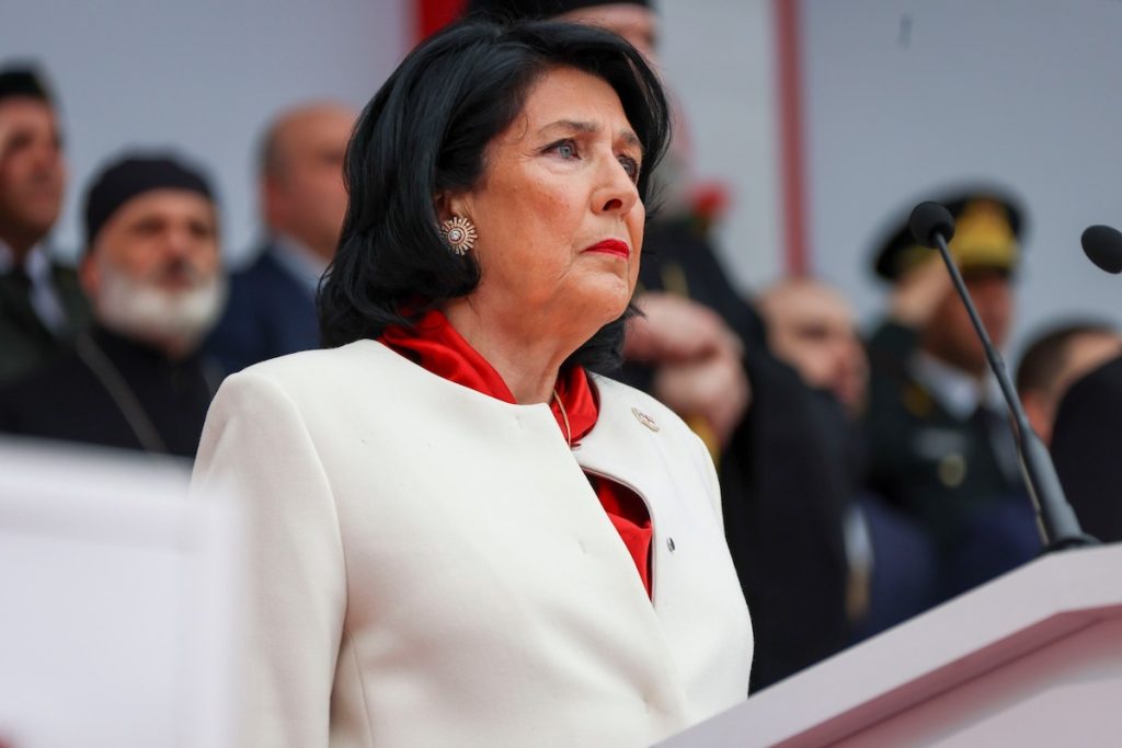 Salome Zurabishvili. President of Georgia speech for Europe against Russia