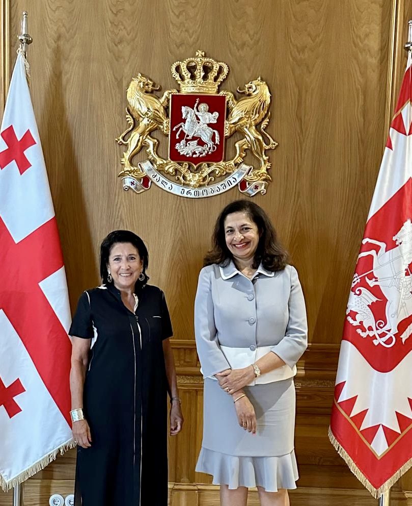 President of Georgia Salome Zourabichvili and U.S. Deputy Secretary of State for Civilian Security, Democracy, and Human rights Uzra Zeya