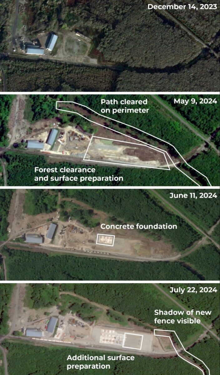 Images of construction near the harbour in Ochamchire from Planet Labs PBC