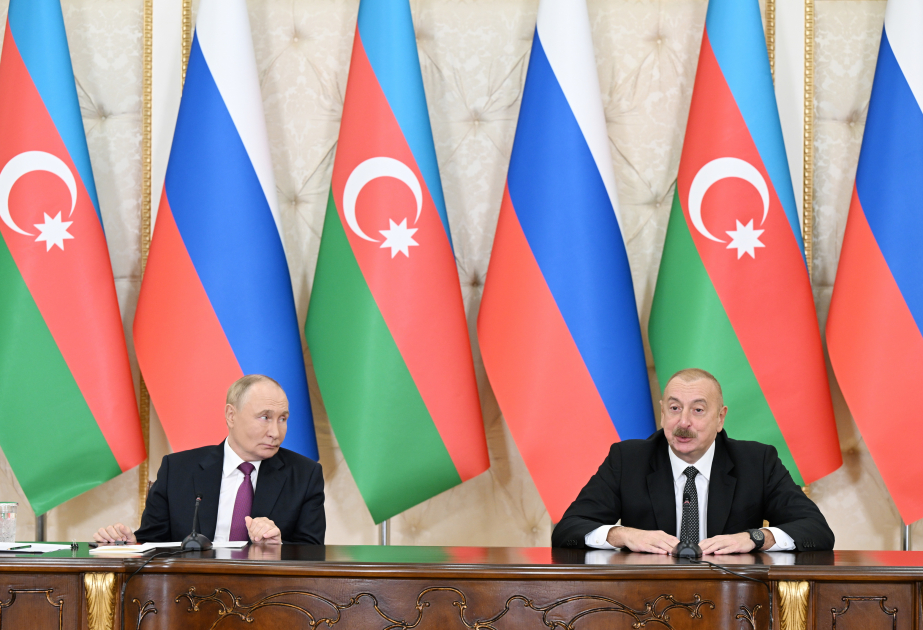 Russian president Vladimir Putin and Azerbaijani president Ilham Aliyev met in Baku. Photo: AzerTag. August 19, 2024