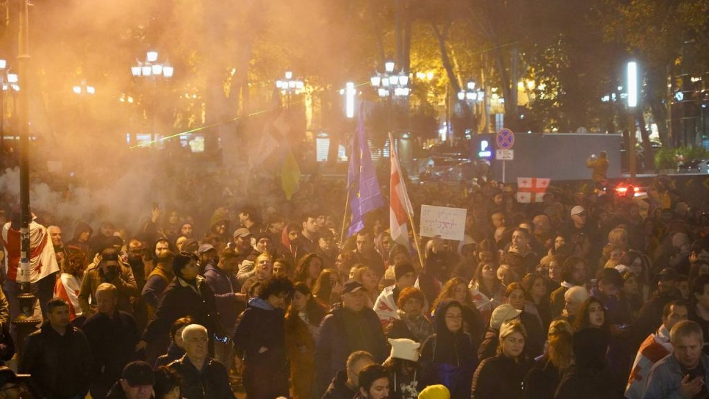 Protestors in Tbilisi, Georgia demand new elections following reports of widespread irregularities and systematic fraud in the recent parliamentary vote.