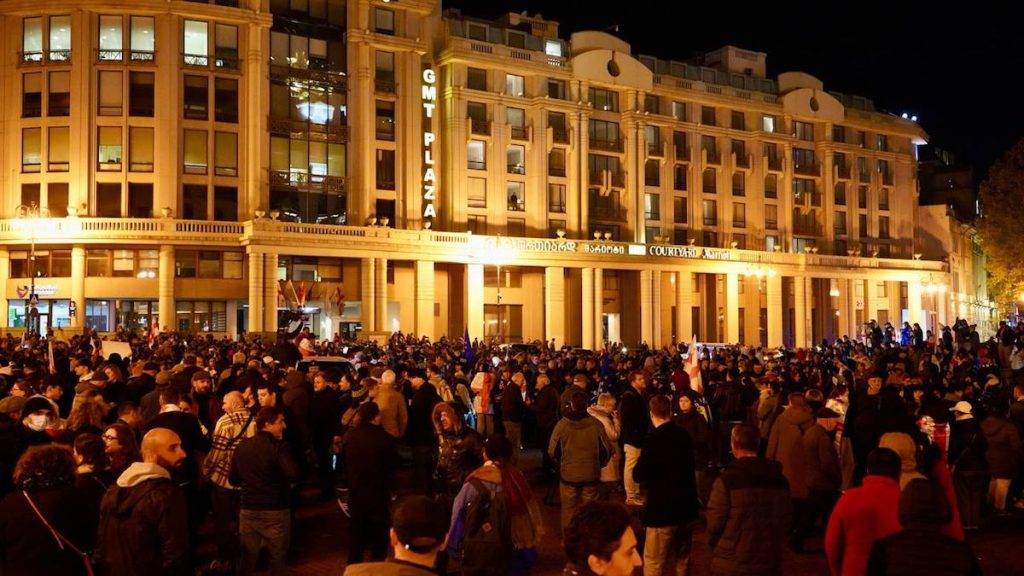 Protestors in Tbilisi, Georgia demand new elections following reports of widespread irregularities and systematic fraud in the recent parliamentary vote.