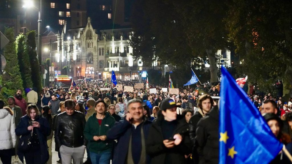 Protestors in Tbilisi, Georgia demand new elections following reports of widespread irregularities and systematic fraud in the recent parliamentary vote.