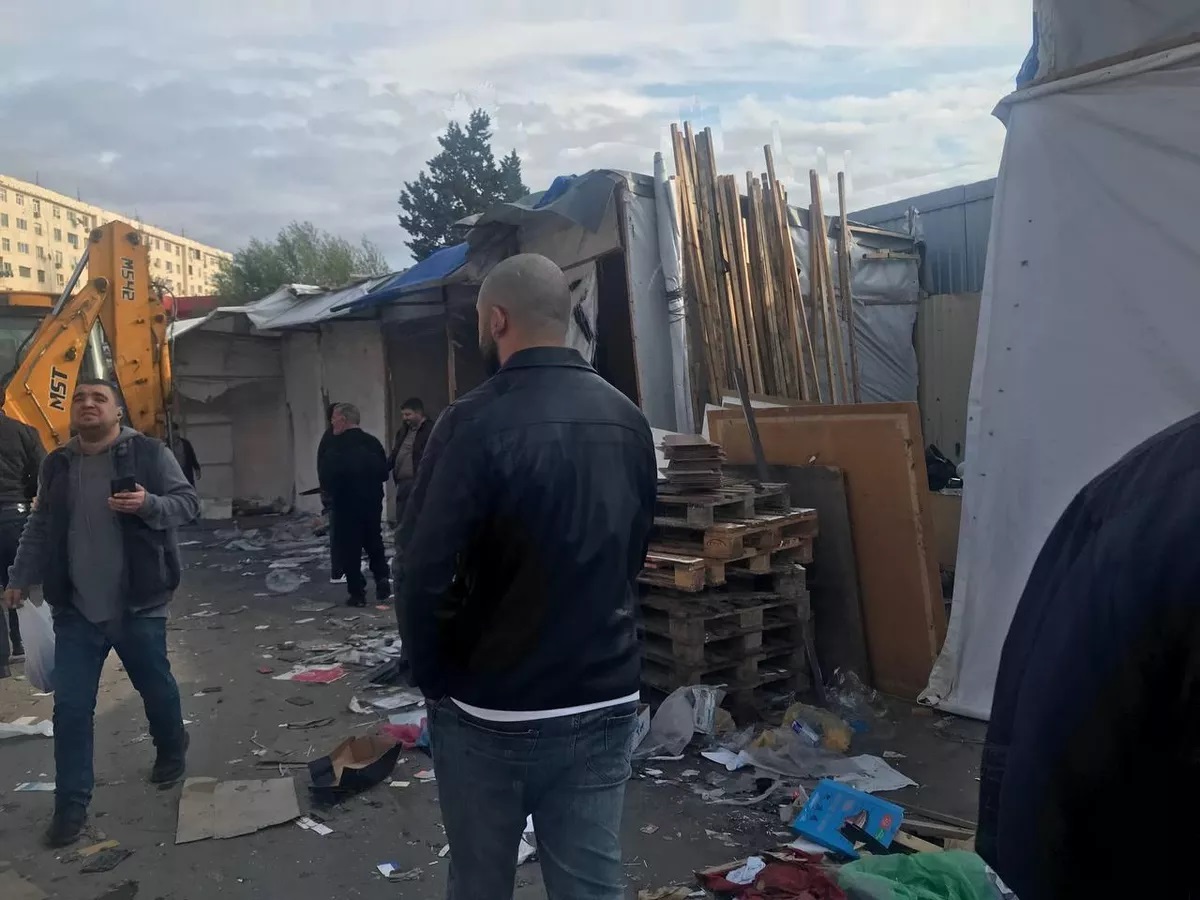 Demolition of houses and buildings in Baku