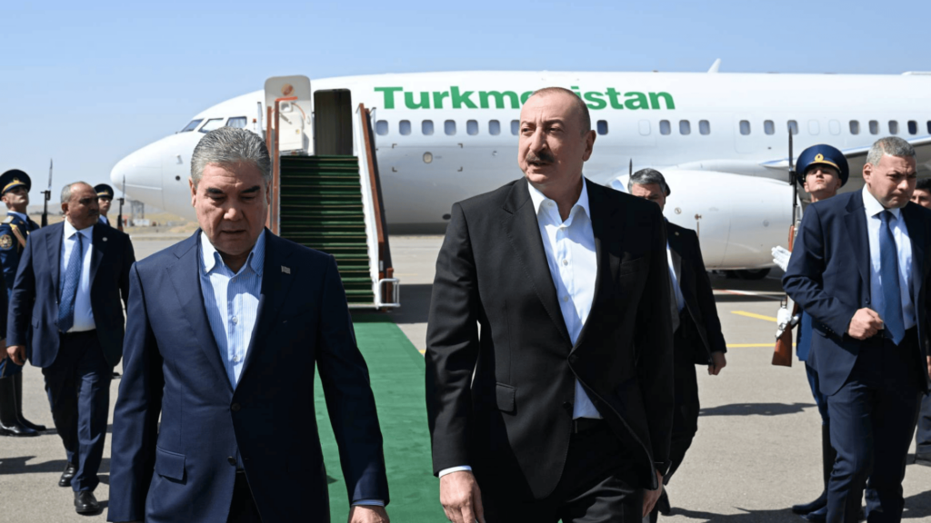 President of Azerbaijan Ilham Aliyev welcomes Chairman of the People's Council of Turkmenistan at Fuzuli Airport, July 17, 2025 | photo: president.az
Visit of Turkmenistan’s Berdimuhamedov to Azerbaijan
